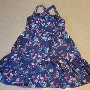 Jumping Beans Blue Pink Sleeveless Halter Sundress With Flamingos